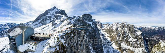 Germany, Bavaria, Mittenwald, Wetterstein mountains, Alpspitze, mountain station with AlpspiX viewing platform — Stock Photo