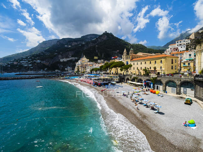 Italia, Campania, Penisola Sorrentina, Costiera Amalfitana, Amalfi con cattedrale — Foto stock