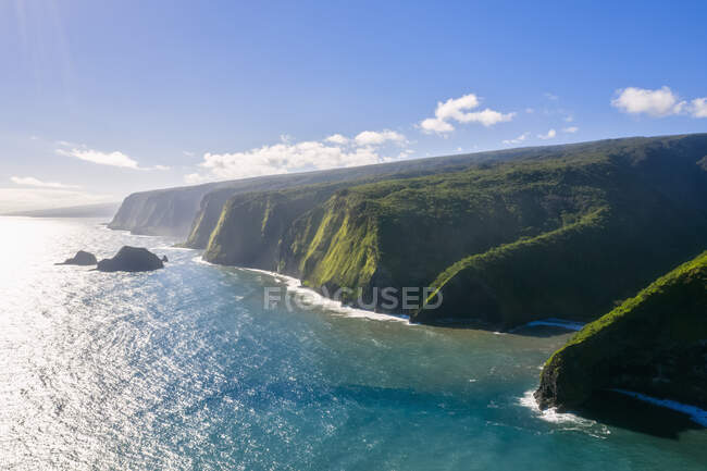 Соединенные Штаты Америки, Hawaii, Big Island, Pacific Ocean, Pololu Valley Lookout, Kohala Forest Reserve, Aerial View — стоковое фото