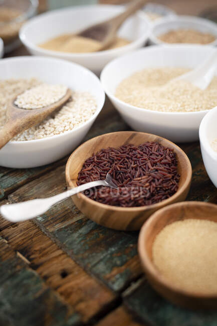 Cereal mix: red rice and more — Stock Photo