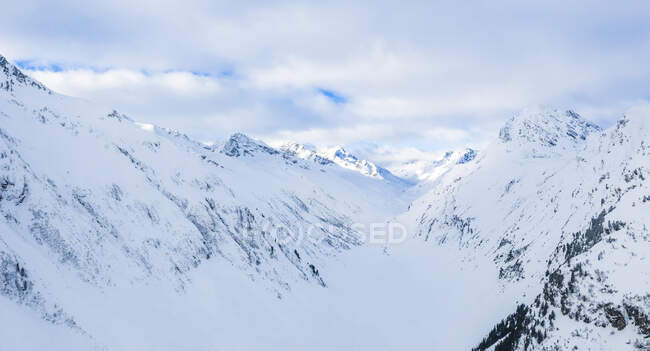 Austria, Tyrol, Galtuer, view to snowy mountains, aerial view — Stock Photo