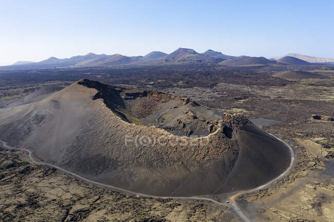 Spain, Canary Islands, Lanzarote, Timanfaya National Park, Cuervo and Montana de las Lapas — Stock Photo