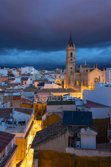 Spagna, Malaga, Parroquia San Pablo prima dell'alba nel centro di Malaga — Foto stock