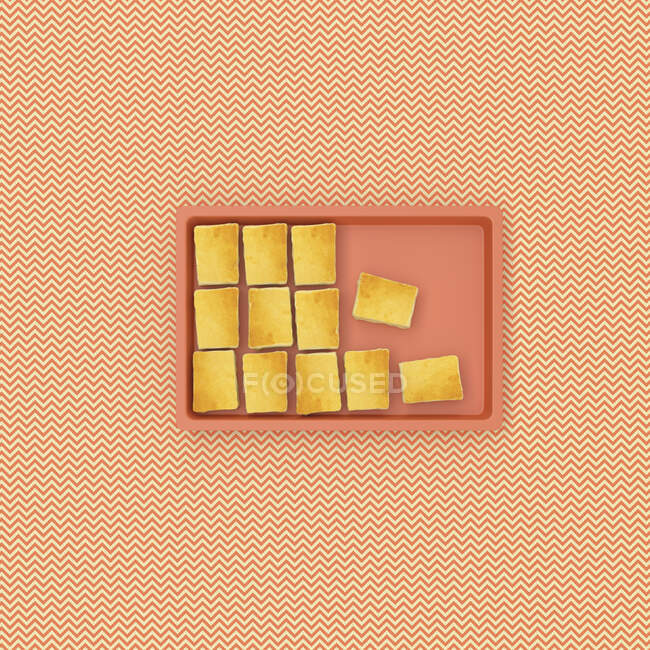 3D renderização, bolo de queijo na assadeira em fundo modelado — Fotografia de Stock