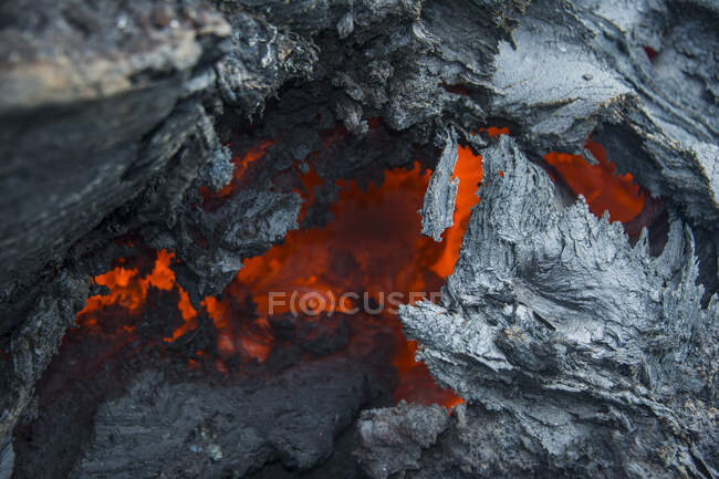 Активный поток лавы, вулкан Толбачик, Камчатка, Россия — стоковое фото