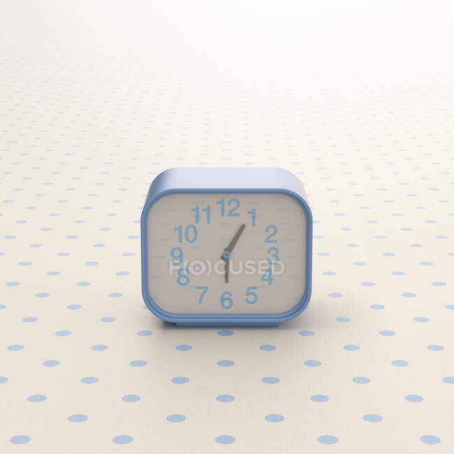 3D renderização, relógio de alarme em segundo plano com bolinhas — Fotografia de Stock