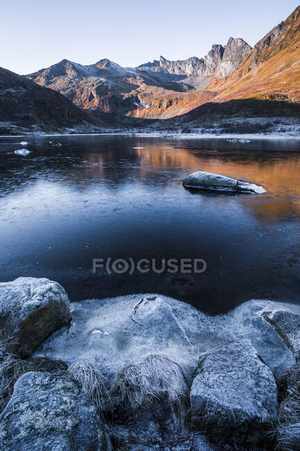 Norway, Lofoten Islands, frozen water — Stock Photo