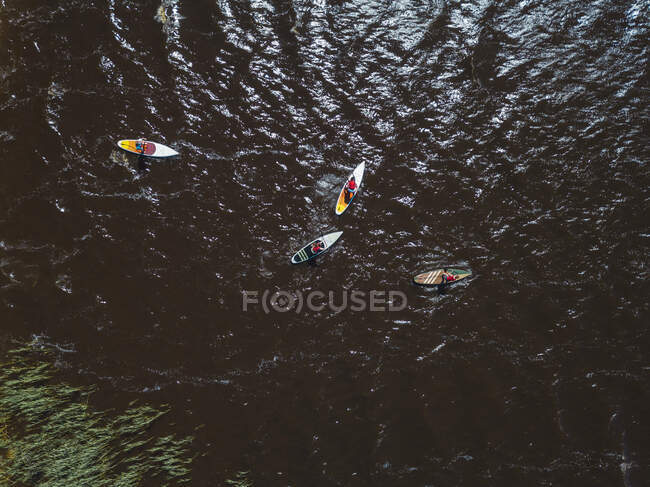 Aerial view of sup surfers, St. Petersburg, Russia — Stock Photo