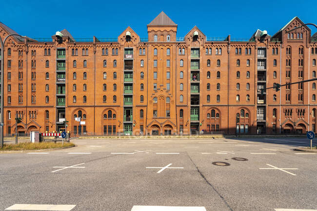 Brick buildings, Speicherstadt, Hamburgo, Alemanha — Fotografia de Stock