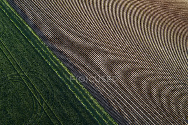 Veduta aerea del paesaggio astratto con campi agricoli, primavera, Franconia, Baviera, Germania — Foto stock