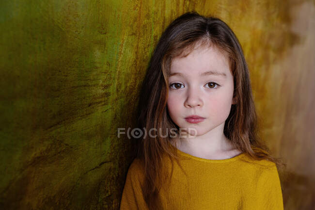 Ritratto di bambina con lunghi capelli castani — Foto stock