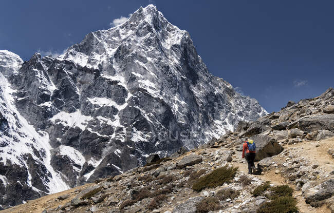 Escursioni di giovani donne nel Parco Nazionale di Sagarmatha, Everest Base Camp Trek, Nepal — Foto stock