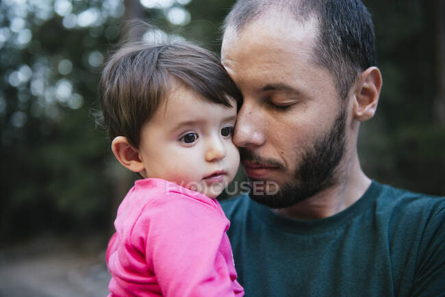 Portrait of father and little daughter, Yosemite National Park, California, USA — Stock Photo
