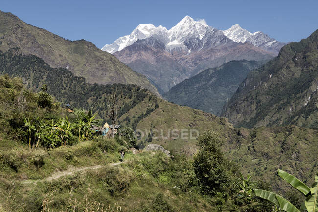 Dobang with Dhaulagiri I, Dhaulagiri Circuit Trek, Himalaya, Nepal — Stock Photo