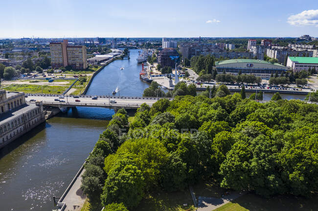 High angle view of Pregel River, Kant island, Kaliningrad, Russia — Stock Photo