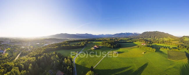 Panoramic shot of landscape against sky seen from Isartal, Upper Bavaria, Bavaria, Germany — Stock Photo
