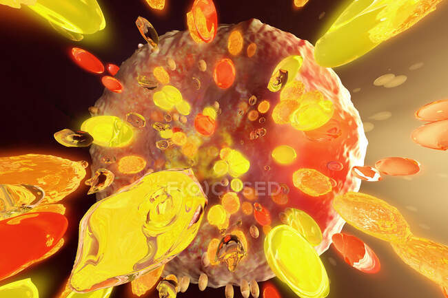 Illustration of synaptic gap between neural cells with neurotransmitters exchanging — Stock Photo