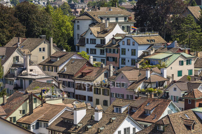 Suiza, Cantón de Zúrich, Zúrich, Casas del casco antiguo — escenografía,  exterior - Stock Photo | #466554982