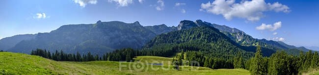 Germany, bavaria, arzbach, scenic panorama of bendiktenwand ridge — стокове фото