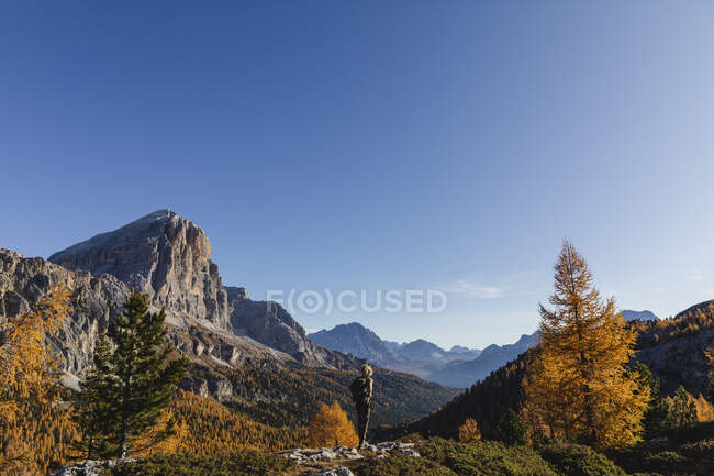 Randonnée pédestre à Dolomites Alps, Cortina, Italie — Photo de stock