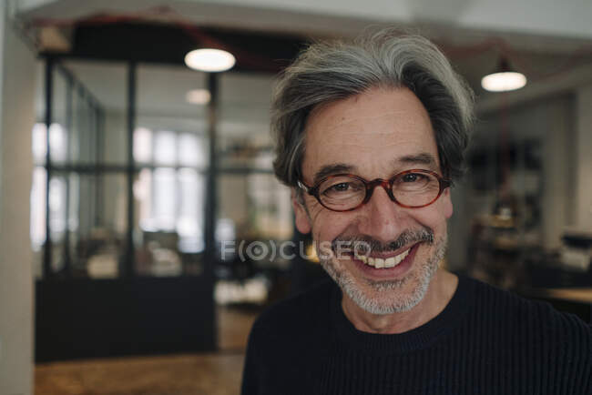 Portrait d'un homme d'affaires souriant en fonction — Photo de stock