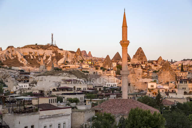 High angle view of Greme city, Cappadocia against clear sky — Stock Photo
