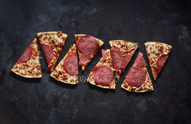Fette di pizza al salame — Foto stock