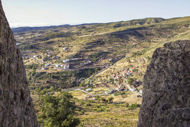 Spain, Canary Islands, La Gomera, Village seen from Table Mountain — Stock Photo