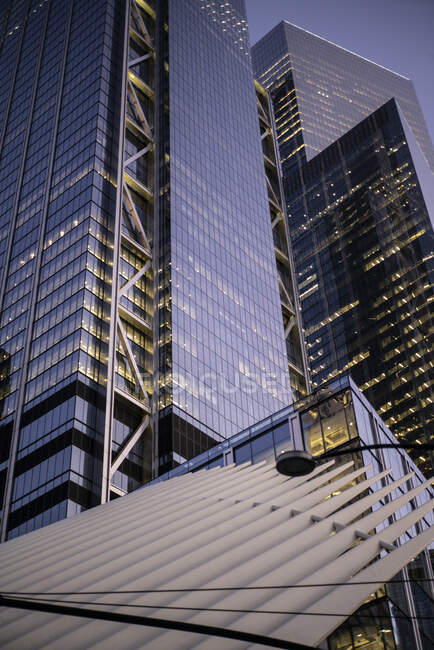 USA, New York, New York City, Tall modern skyscrapers at dusk — Stock Photo