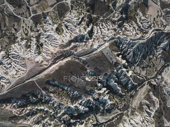 Vista aérea da paisagem vulcânica na Capadócia, Turquia — Fotografia de Stock