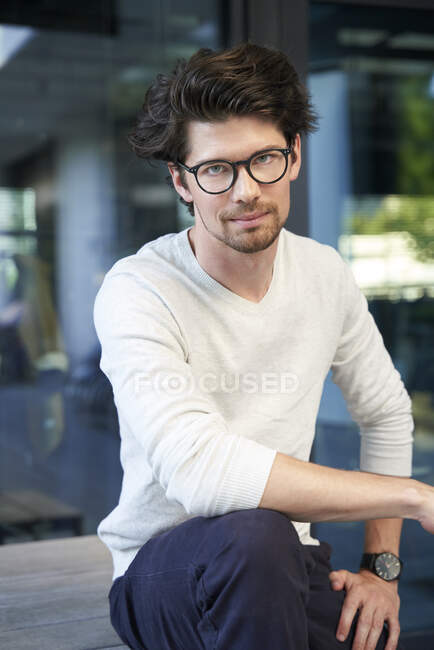 Portrait of confident casual businessman in the city — caucasian, outdoors  - Stock Photo | #467048542