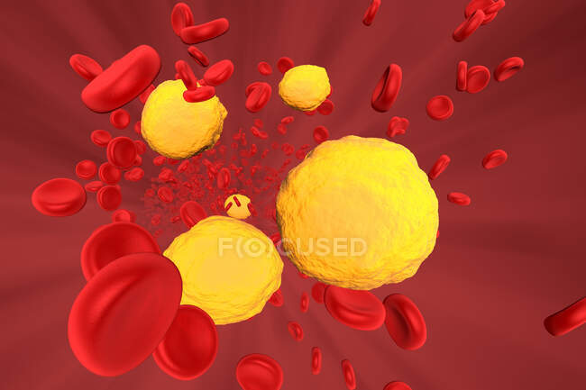 Illustrazione resa 3D, colesterolo nel flusso sanguigno — Foto stock