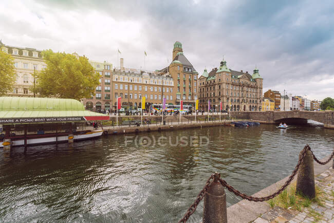 Central station by canal in Malmo city — Stock Photo