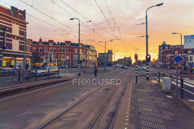City center at sunset, Netherlands — Stock Photo
