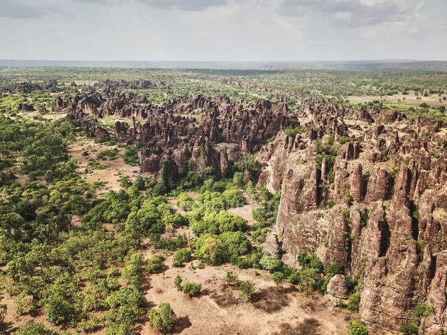Burkina Faso, Vue aérienne des sommets du Sindou — Photo de stock
