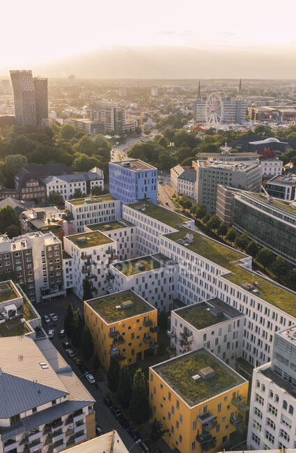 Німеччина, Гамбург, Вид з повітря на житлові будинки Нойштадта — стокове фото