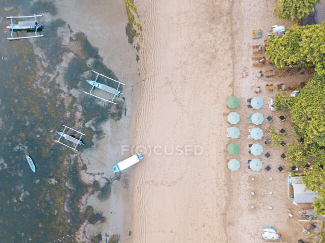 Indonésie, Bali, Sanur, Vue aérienne de la plage de villégiature — Photo de stock