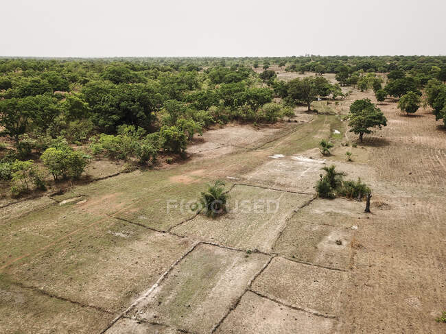 Mali, Bougouni, Aerial view of fields in arid Sahel zone — Stock Photo
