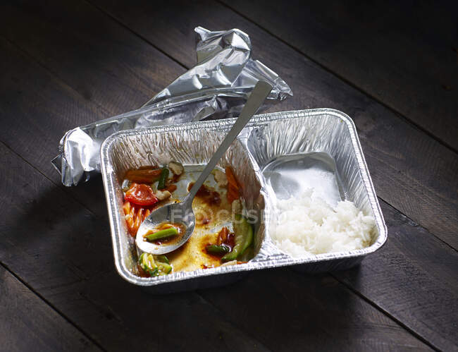 Half-eaten Chinese take out food — Stock Photo