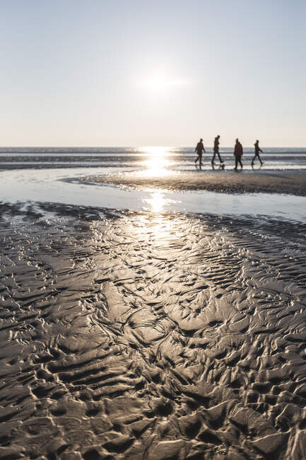 Denmark, Romo, Sandy coastal beach at sunset — sky, sunlight - Stock