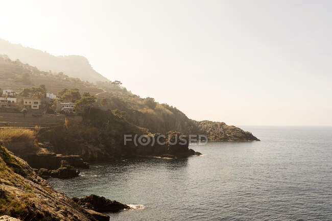Вид на море, Cala Banyalbufar, Майорка, Испания — стоковое фото