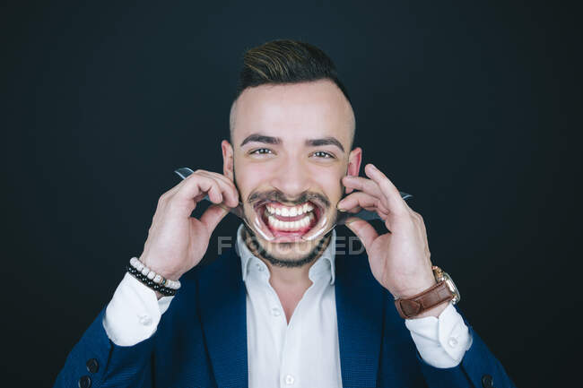 Portrait of a man with dental equipment — Stock Photo