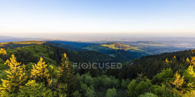 Germany, Baden-Wurttemberg, View of Black Forest range from Schauinsland mountain at dawn — Stock Photo