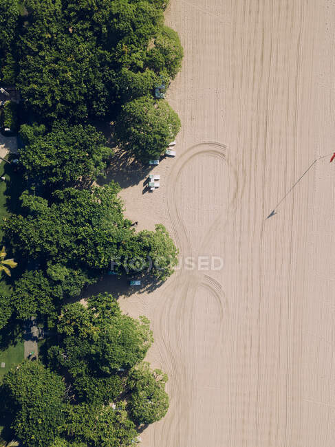 Indonesien, Bali, Nusa Dua, Luftaufnahme grüner Bäume entlang des Sandstrandes — Stockfoto