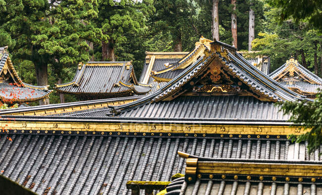 Japan, Tochigi Prefecture, Nikko, Tiled roofs of Nikko Tosho-Gu temples — Stock Photo