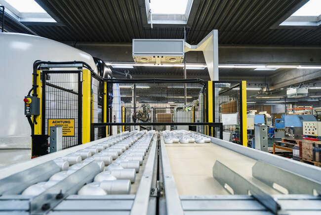 Conveyor belt arranged on production line in manufacturing factory — Stock Photo