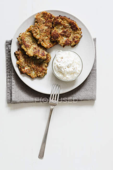 Fried chicken cutlet in the plate on a white background — Stock Photo