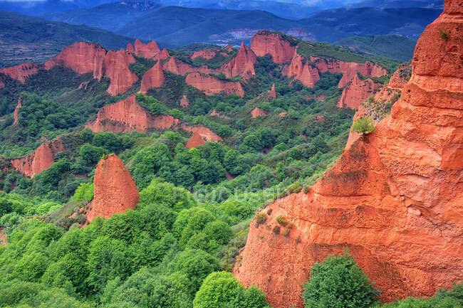 España, Provincia de León, Vistas panorámicas de Las Medulas - foto de stock