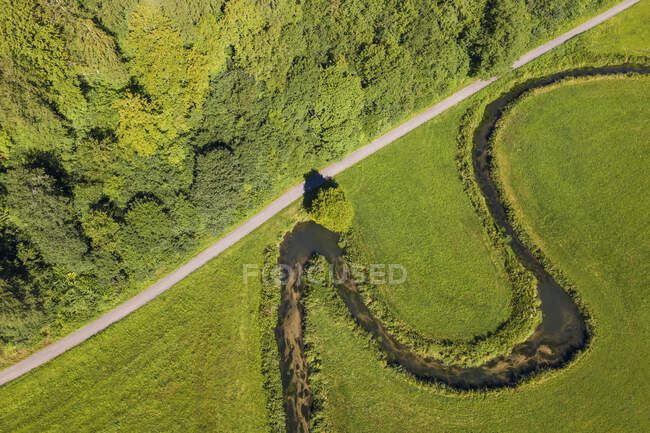 Vue aérienne de la rivière Grosse Lauter en été — Photo de stock