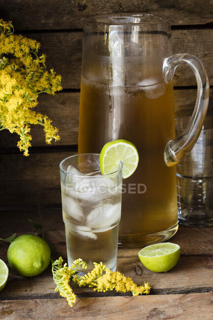 Lemon juice with ice and mint — Stock Photo
